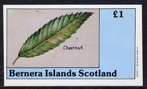 Bernera 1982 Tree Leaves (Chestnut) imperf souvenir sheet (Â£1 value) unmounted mint, stamps on trees