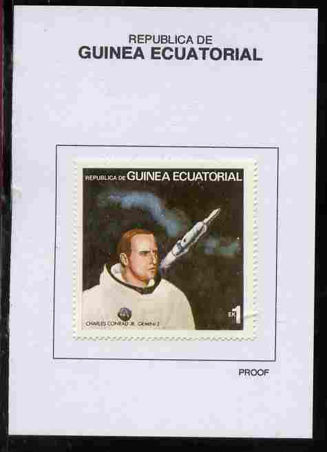 Equatorial Guinea 1978 USA Astronauts 1EK Charles Conrad proof in issued colours mounted on small card - as Michel 1411, stamps on , stamps on  stamps on space, stamps on  stamps on personalities