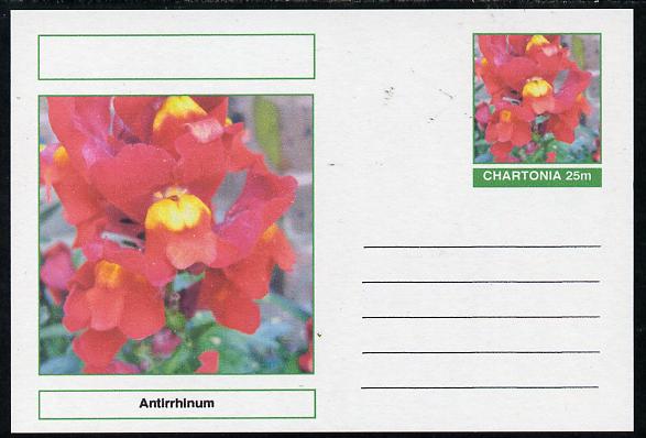 Chartonia (Fantasy) Flowers - Antirrhinum postal stationery card unused and fine, stamps on , stamps on  stamps on flowers