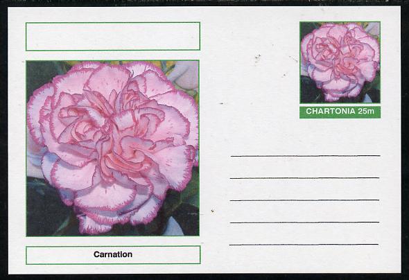 Chartonia (Fantasy) Flowers - Carnation postal stationery card unused and fine, stamps on , stamps on  stamps on flowers