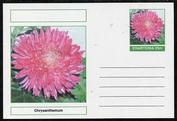 Chartonia (Fantasy) Flowers - Chrysanthemum postal stationery card unused and fine, stamps on , stamps on  stamps on flowers