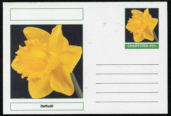 Chartonia (Fantasy) Flowers - Daffodil postal stationery card unused and fine, stamps on flowers