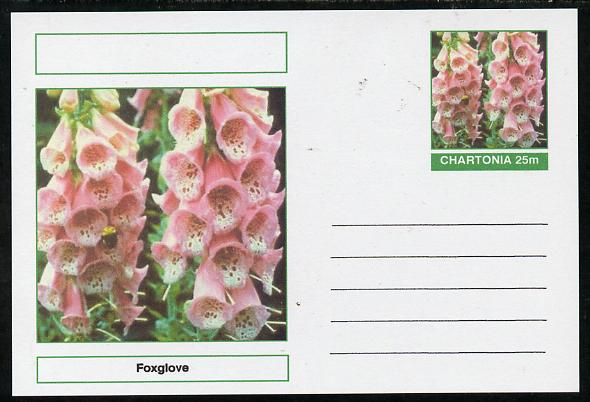 Chartonia (Fantasy) Flowers - Foxglove postal stationery card unused and fine, stamps on flowers