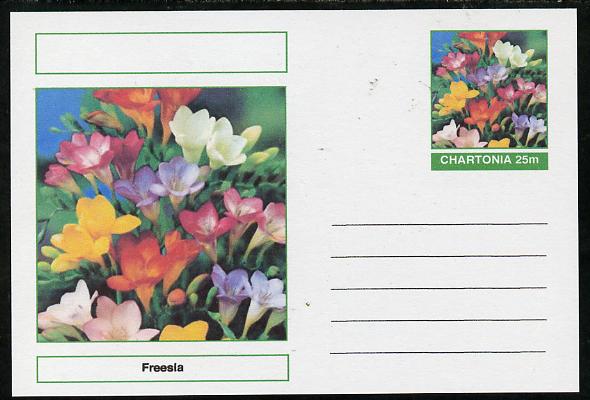 Chartonia (Fantasy) Flowers - Freesia postal stationery card unused and fine, stamps on flowers