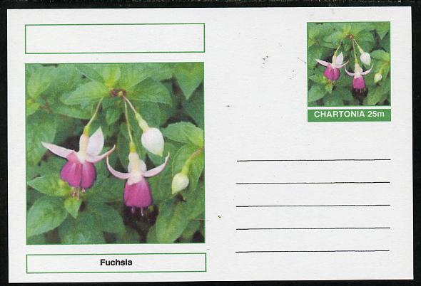 Chartonia (Fantasy) Flowers - Fuchsia postal stationery card unused and fine, stamps on flowers