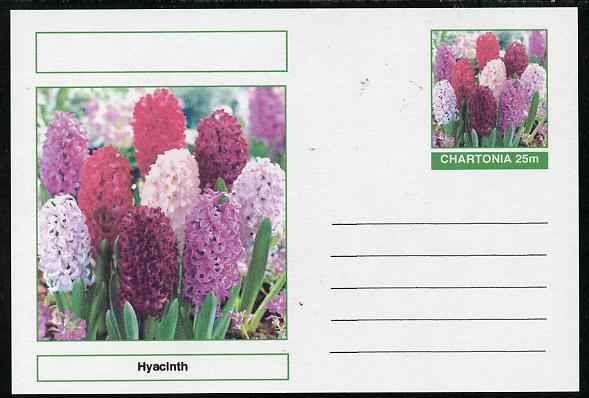 Chartonia (Fantasy) Flowers - Hyacinth postal stationery card unused and fine, stamps on , stamps on  stamps on flowers