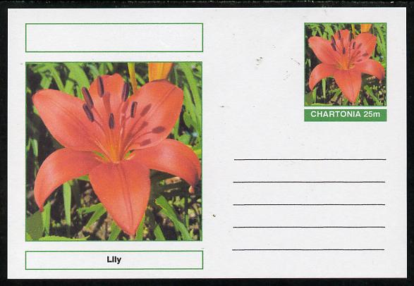 Chartonia (Fantasy) Flowers - Lily postal stationery card unused and fine, stamps on flowers