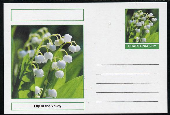 Chartonia (Fantasy) Flowers - Lily of the Valley postal stationery card unused and fine, stamps on , stamps on  stamps on flowers