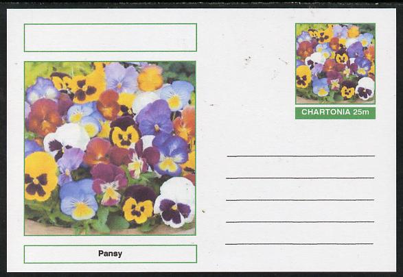 Chartonia (Fantasy) Flowers - Pansy postal stationery card unused and fine, stamps on , stamps on  stamps on flowers