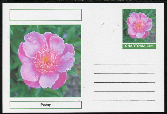 Chartonia (Fantasy) Flowers - Peony postal stationery card unused and fine, stamps on , stamps on  stamps on flowers