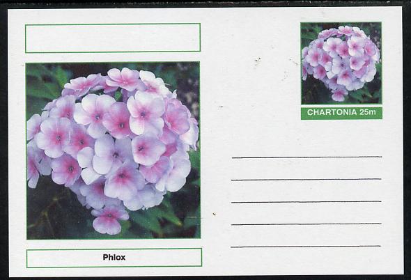 Chartonia (Fantasy) Flowers - Phlox postal stationery card unused and fine, stamps on , stamps on  stamps on flowers