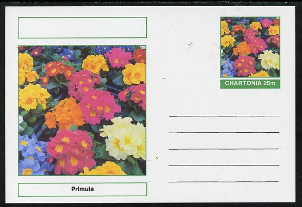 Chartonia (Fantasy) Flowers - Primula postal stationery card unused and fine, stamps on flowers
