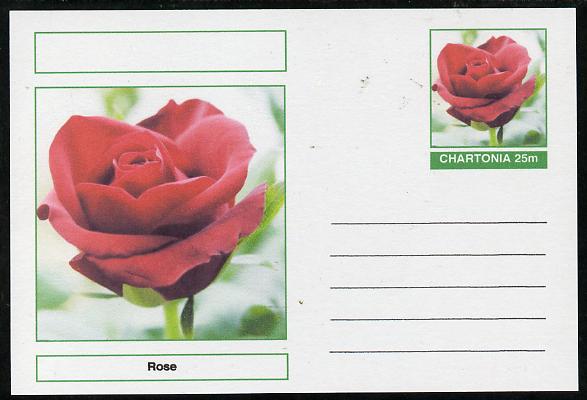 Chartonia (Fantasy) Flowers - Rose postal stationery card unused and fine, stamps on , stamps on  stamps on flowers