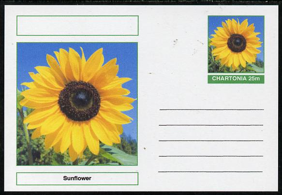 Chartonia (Fantasy) Flowers - Sunflower postal stationery card unused and fine, stamps on flowers