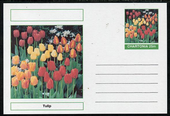 Chartonia (Fantasy) Flowers - Tulip postal stationery card unused and fine, stamps on flowers