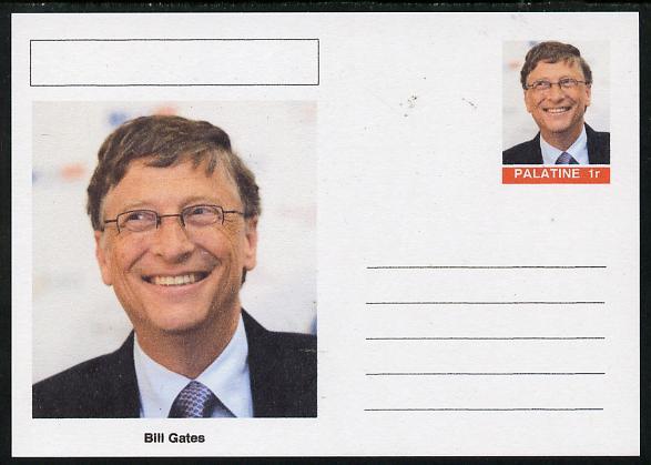 Palatine (Fantasy) Personalities - Bill Gates postal stationery card unused and fine, stamps on , stamps on  stamps on personalities, stamps on  stamps on computers