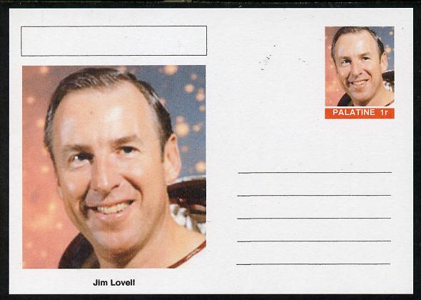 Palatine (Fantasy) Personalities - Jim Lovell (astronaut) postal stationery card unused and fine, stamps on personalities, stamps on space, stamps on apollo