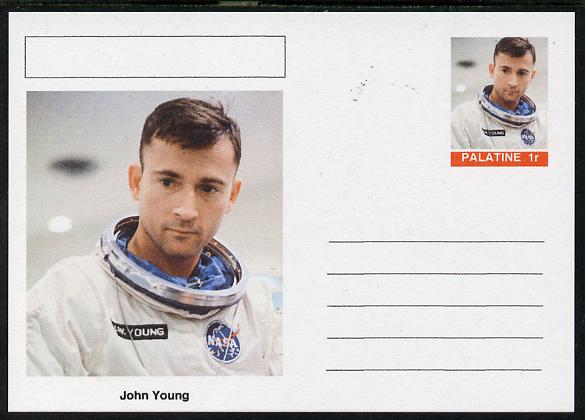 Palatine (Fantasy) Personalities - John Young (astronaut) postal stationery card unused and fine, stamps on personalities, stamps on space, stamps on apollo