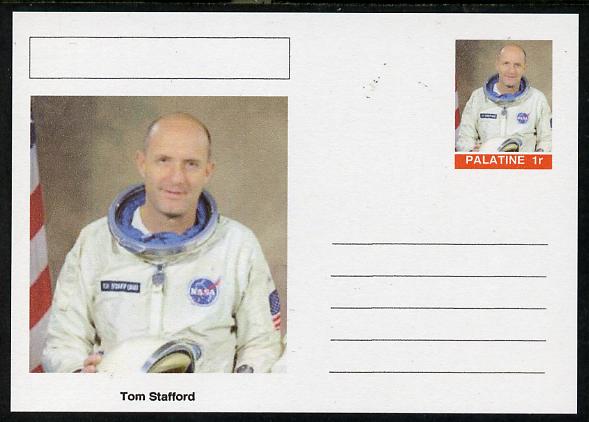 Palatine (Fantasy) Personalities - Tom Stafford (astronaut) postal stationery card unused and fine, stamps on personalities, stamps on space, stamps on apollo