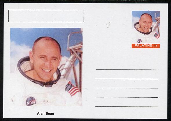 Palatine (Fantasy) Personalities - Alan Bean (astronaut) postal stationery card unused and fine, stamps on personalities, stamps on space, stamps on apollo
