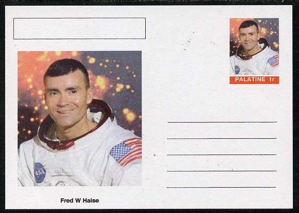 Palatine (Fantasy) Personalities - Fred W Haise (astronaut) postal stationery card unused and fine, stamps on , stamps on  stamps on personalities, stamps on  stamps on space, stamps on  stamps on apollo