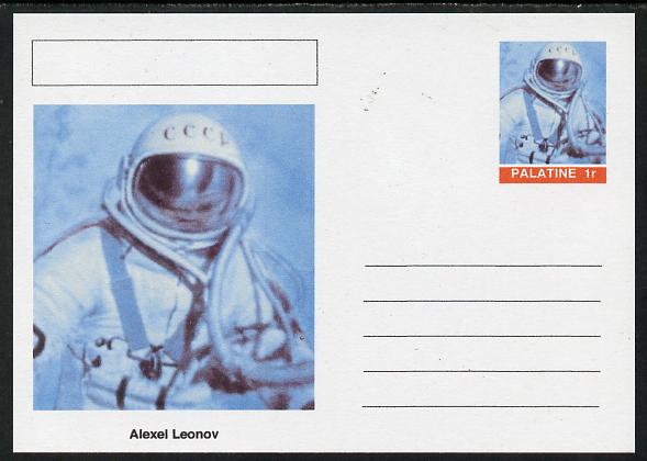 Palatine (Fantasy) Personalities - Alexei Leonov (astronaut) postal stationery card unused and fine, stamps on , stamps on  stamps on personalities, stamps on  stamps on space, stamps on  stamps on 