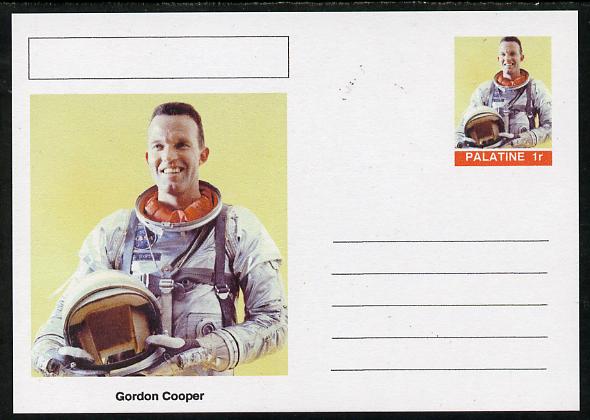 Palatine (Fantasy) Personalities - Gordon Cooper (astronaut) postal stationery card unused and fine, stamps on personalities, stamps on space, stamps on 
