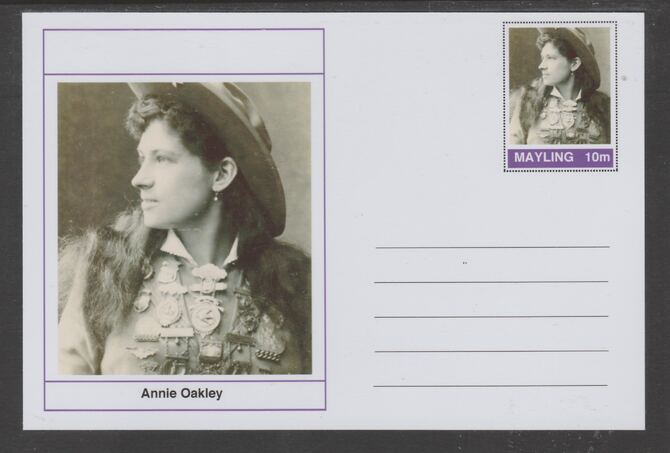 Mayling (Fantasy) Wild West - Annie Oakley glossy postal stationery card unused and fine