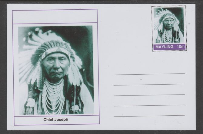 Mayling (Fantasy) Wild West - Chief Joseph glossy postal stationery card unused and fine, stamps on , stamps on  stamps on personalities, stamps on  stamps on wild west