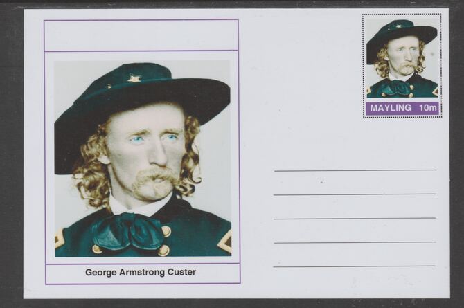 Mayling (Fantasy) Wild West - George Armstrong Custer glossy postal stationery card unused and fine, stamps on , stamps on  stamps on personalities, stamps on  stamps on wild west