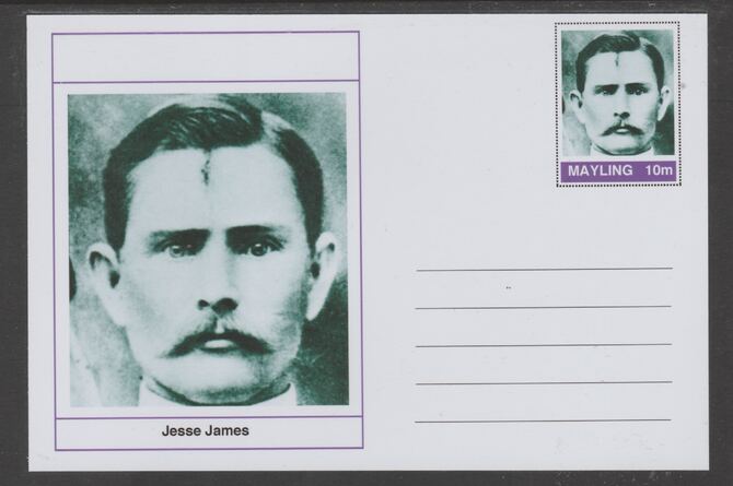 Mayling (Fantasy) Wild West - Jesse James glossy postal stationery card unused and fine, stamps on , stamps on  stamps on personalities, stamps on  stamps on wild west