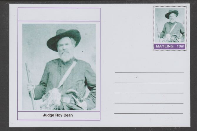 Mayling (Fantasy) Wild West - Judge Roy Bean glossy postal stationery card unused and fine, stamps on , stamps on  stamps on personalities, stamps on  stamps on wild west