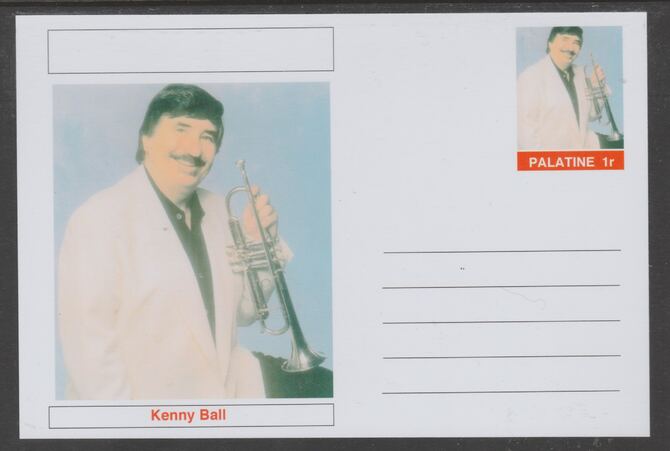 Palatine (Fantasy) Personalities - Kenny Ball glossy postal stationery card unused and fine, stamps on personalities, stamps on music, stamps on jazz