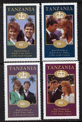 Tanzania 1986 Royal Wedding (Andrew & Fergie) the unissued perf set of 4 values unmounted mint (10s, 20s, 60s & 80s)*, stamps on , stamps on  stamps on royalty, stamps on  stamps on andrew, stamps on  stamps on fergie, stamps on  stamps on 