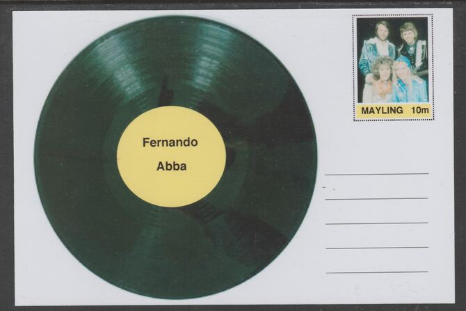 Mayling (Fantasy) Greatest Hits - Abba - Fernando - glossy postal stationery card unused and fine, stamps on personalities, stamps on music, stamps on pops, stamps on rock, stamps on 