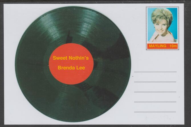 Mayling (Fantasy) Greatest Hits - Brenda Lee - Sweet Nothin's - glossy postal stationery card unused and fine, stamps on , stamps on  stamps on personalities, stamps on  stamps on music, stamps on  stamps on pops, stamps on  stamps on rock, stamps on  stamps on 