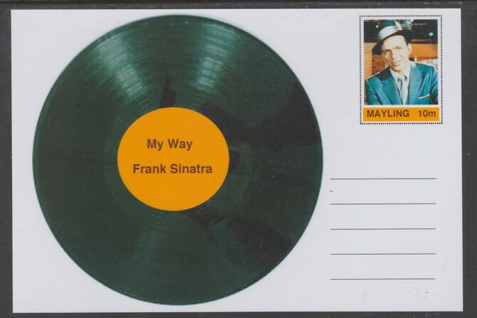 Mayling (Fantasy) Greatest Hits - Frank Sinatra - My Way - glossy postal stationery card unused and fine, stamps on personalities, stamps on music, stamps on pops, stamps on rock, stamps on 