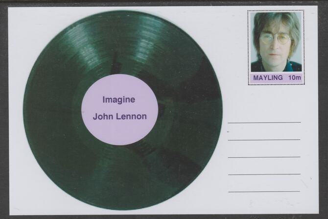 Mayling (Fantasy) Greatest Hits - John Lennon - Imagine - glossy postal stationery card unused and fine, stamps on personalities, stamps on music, stamps on pops, stamps on rock, stamps on 