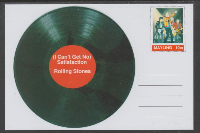 Mayling (Fantasy) Greatest Hits - Rolling Stones - (I Cant Get No) Satisfaction - glossy postal stationery card unused and fine, stamps on personalities, stamps on music, stamps on pops, stamps on rock, stamps on 