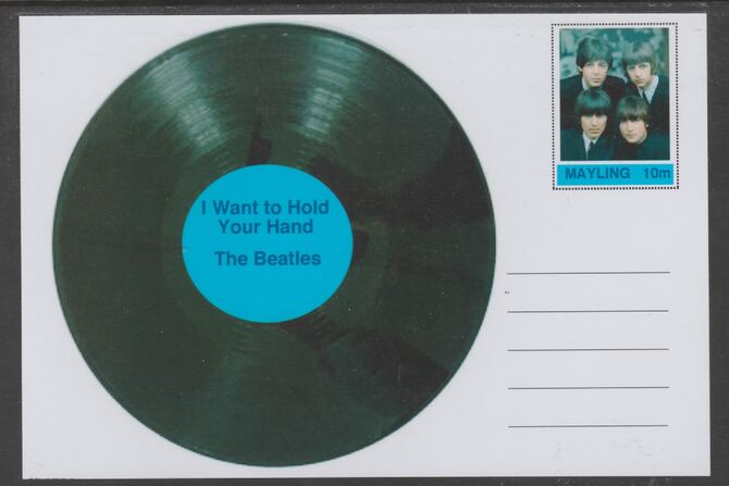 Mayling (Fantasy) Greatest Hits - The Beatles - I Want to Hold Your Hand - glossy postal stationery card unused and fine, stamps on personalities, stamps on music, stamps on pops, stamps on rock, stamps on 