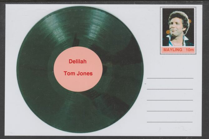 Mayling (Fantasy) Greatest Hits - Tom Jones - Delilah - glossy postal stationery card unused and fine, stamps on , stamps on  stamps on personalities, stamps on  stamps on music, stamps on  stamps on pops, stamps on  stamps on rock, stamps on  stamps on 