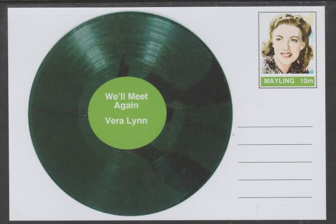 Mayling (Fantasy) Greatest Hits - Vera Lynn - Well Meet Again - glossy postal stationery card unused and fine, stamps on personalities, stamps on music, stamps on pops, stamps on rock, stamps on 