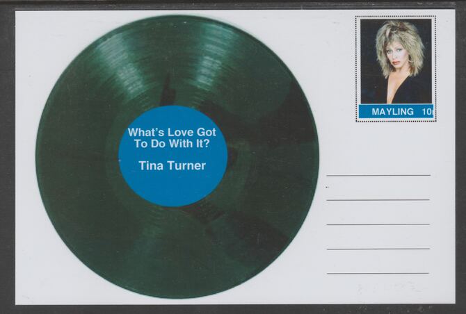 Mayling (Fantasy) Greatest Hits - Tina Turner - What's Love Got to do With It - glossy postal stationery card unused and fine, stamps on , stamps on  stamps on personalities, stamps on  stamps on music, stamps on  stamps on pops, stamps on  stamps on 