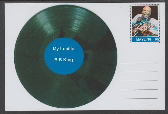 Mayling (Fantasy) Greatest Hits - B B King - My Lucille - glossy postal stationery card unused and fine, stamps on personalities, stamps on music, stamps on pops, stamps on 