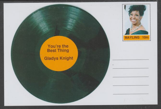 Mayling (Fantasy) Greatest Hits - Gladys Knight - You're The Best Thing - glossy postal stationery card unused and fine, stamps on personalities, stamps on music, stamps on pops, stamps on 