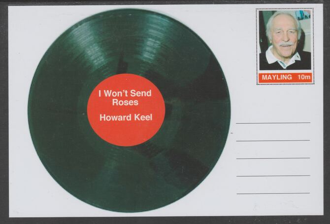 Mayling (Fantasy) Greatest Hits - Howard Keel - I Won't Send Roses - glossy postal stationery card unused and fine, stamps on personalities, stamps on music, stamps on pops, stamps on 