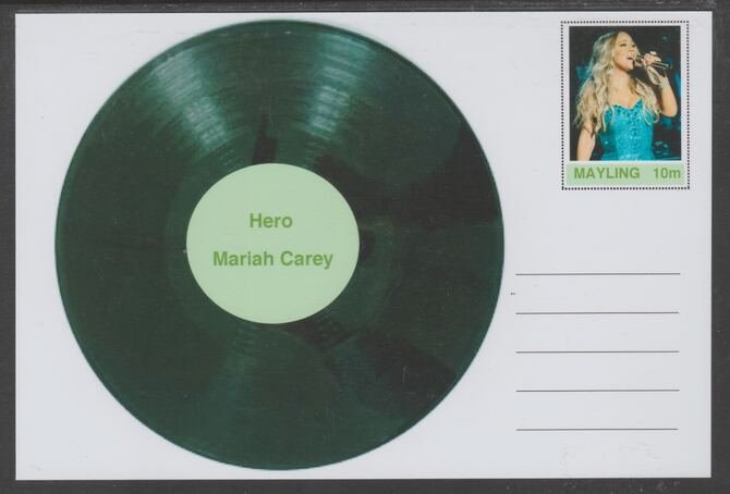 Mayling (Fantasy) Greatest Hits - Mariah Carey - Hero - glossy postal stationery card unused and fine, stamps on , stamps on  stamps on personalities, stamps on  stamps on music, stamps on  stamps on pops, stamps on  stamps on 