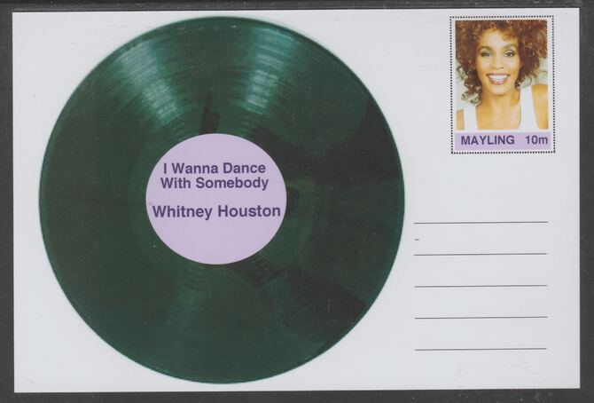 Mayling (Fantasy) Greatest Hits - Whitney Houston - I Wanna Dance With Somebody - glossy postal stationery card unused and fine, stamps on , stamps on  stamps on personalities, stamps on  stamps on music, stamps on  stamps on pops, stamps on  stamps on 