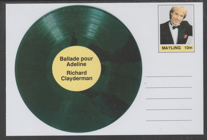 Mayling (Fantasy) Greatest Hits - Richard Clayderman - Ballade pour Adeline - glossy postal stationery card unused and fine, stamps on , stamps on  stamps on personalities, stamps on  stamps on music, stamps on  stamps on pops, stamps on  stamps on 