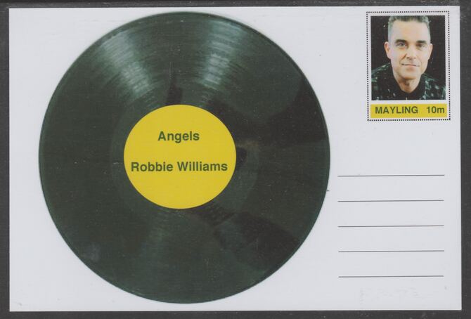 Mayling (Fantasy) Greatest Hits - Robbie Williams - Angels - glossy postal stationery card unused and fine, stamps on , stamps on  stamps on personalities, stamps on  stamps on music, stamps on  stamps on pops, stamps on  stamps on 